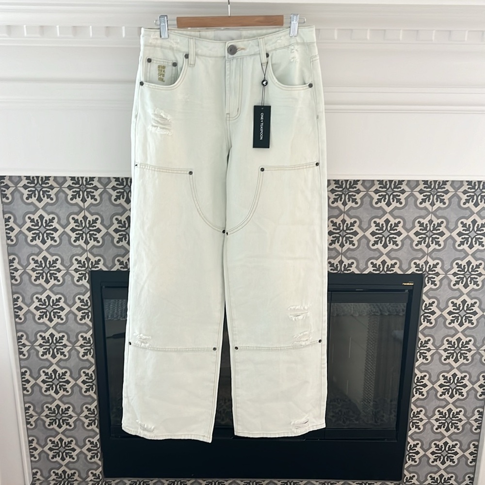 Free People One Teaspoon Jackson Mid Waist Wide Leg Denim Jeans Le Surf 90s - Picture 8 of 11